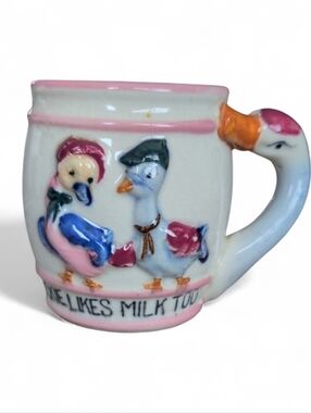Vintage Shafford Japan Fairytale Goose Child's Mug - Hand Decorated